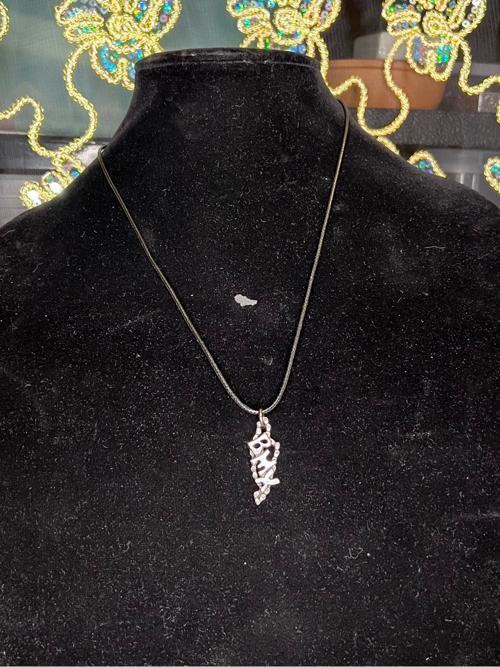 Sterling Silver BMX Pendant Necklace - Black Cord